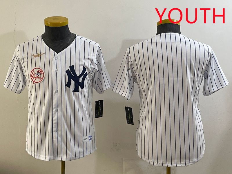 Youth 2025 New York Yankees Blank White Stripe Throwback Nike MLB Jersey style 40